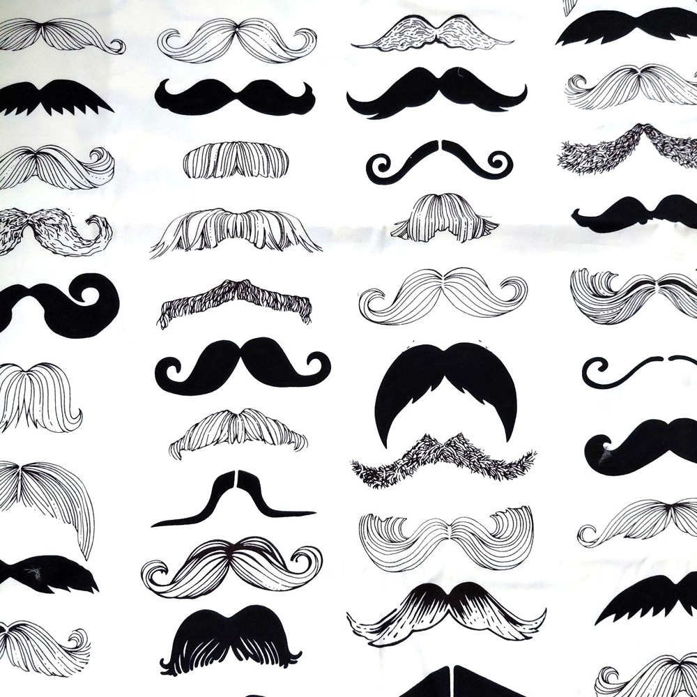 Where's My Stache Novelty Fabric by Alexander Henry Mustache Barber Print 44X52"